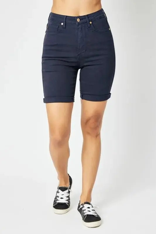 Judy Blue Full Size High Waist Tummy Control Bermuda Shorts - Love Salve